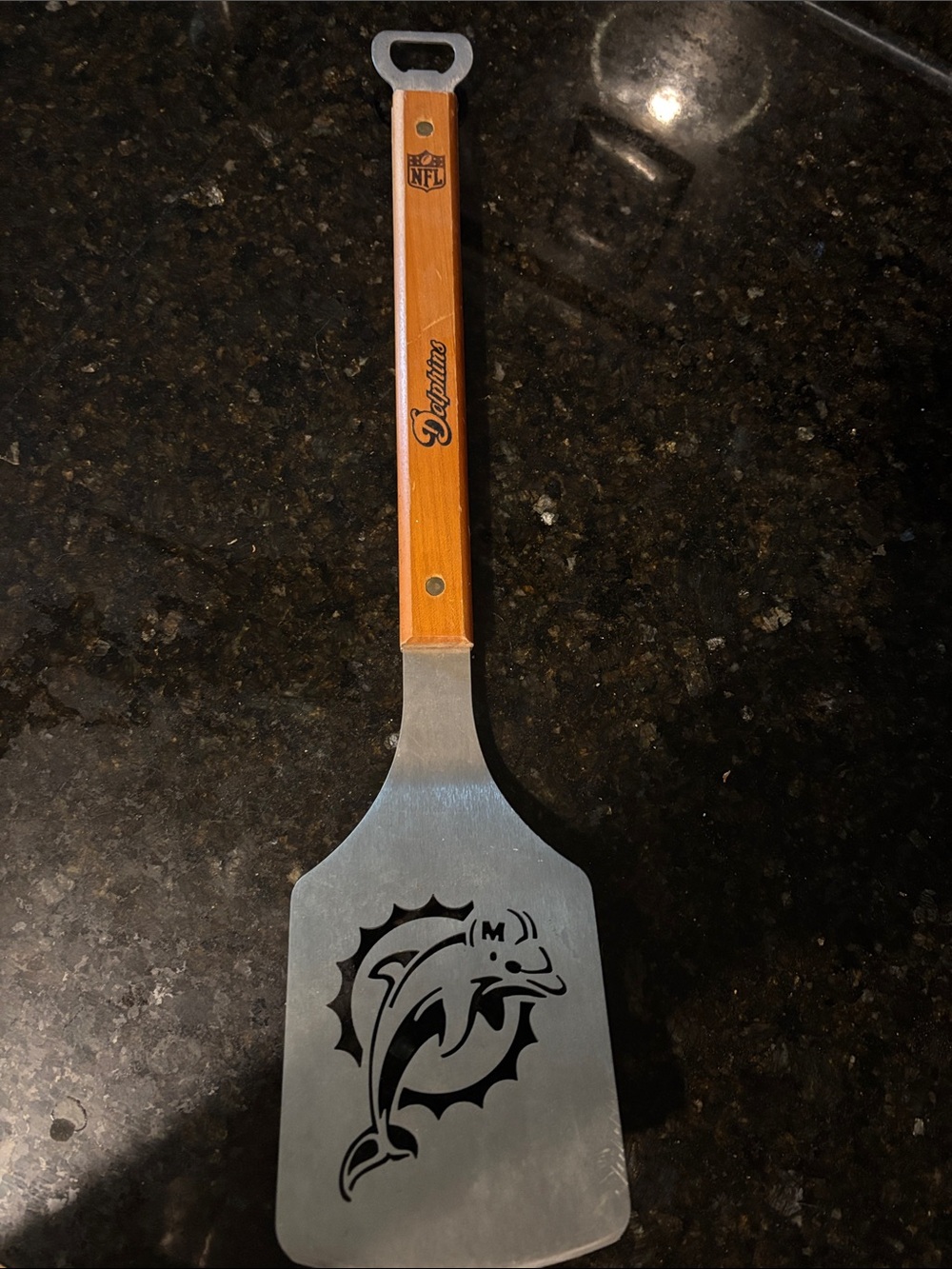 NFL Dolphins Wood-Handled Spatula with Bottle Opener